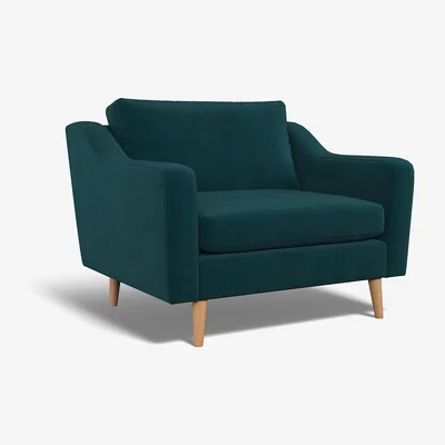 La Redoute Rosa Velvet Snuggle Chair with Light Wood Legs