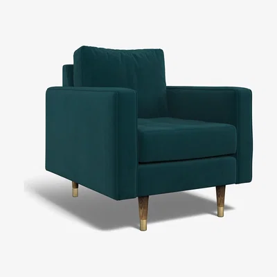 La Redoute Coco Velvet Armchair with Walnut Legs