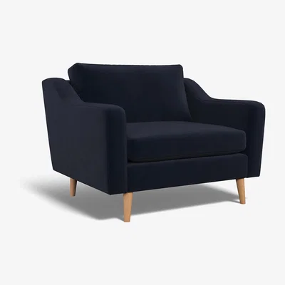 La Redoute Rosa Velvet Snuggle Chair with Light Wood Legs