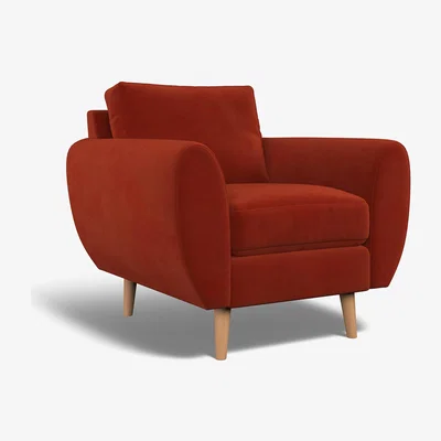La Redoute Ada Velvet Armchair with Light Wood Legs