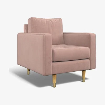 La Redoute Coco Velvet Armchair with Natural Wood Legs