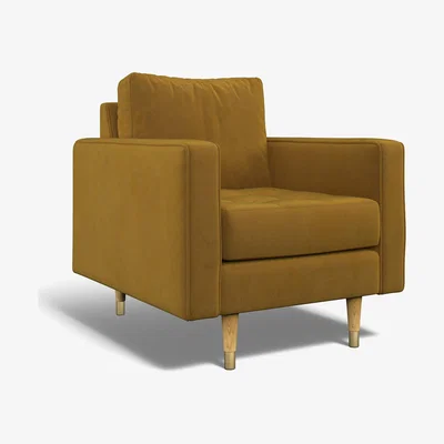 La Redoute Coco Velvet Armchair with Natural Wood Legs