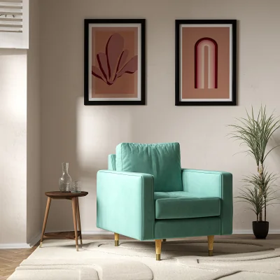 La Redoute Coco Mid-Century Velvet Armchair with Light Wood Legs