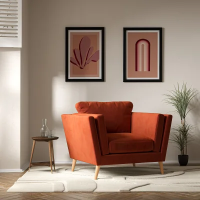 La Redoute Frida Contemporary Velvet Armchair with Light Wood Legs & Feather Fillings