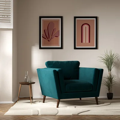 La Redoute Frida Contemporary Velvet Armchair with Dark Wood Legs & Feather Fillings