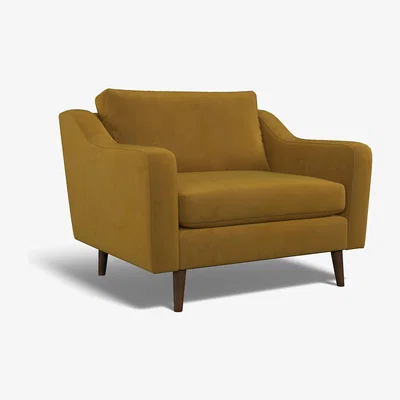 La Redoute Rosa Velvet Snuggle Chair with Dark Wood Legs