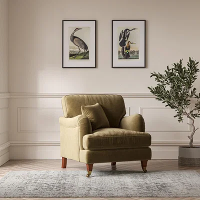 La Redoute Emeline Velvet Armchair with Antique Castor Legs