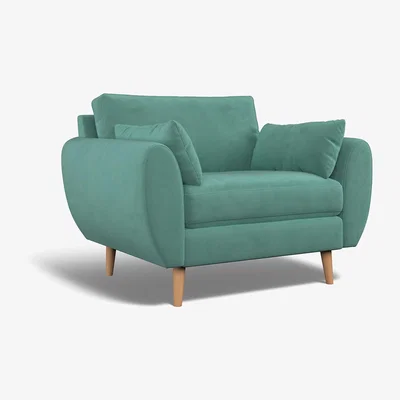 La Redoute Ada Velvet Snuggle Chair with Light Wood Legs