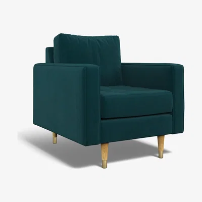 La Redoute Coco Velvet Armchair with Natural Wood Legs