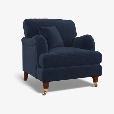 La Redoute Emeline Velvet Armchair with Antique Brass Castor Legs