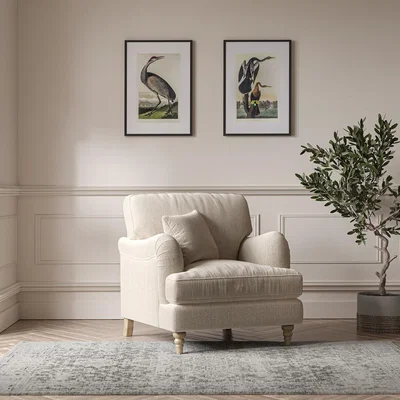 La Redoute Emeline Tonal Basket Weave Armchair with Oak Legs