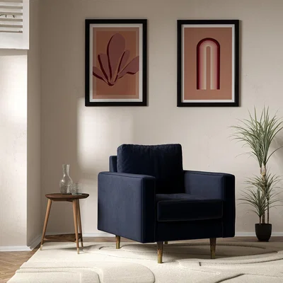 La Redoute Coco Mid-Century Velvet Armchair with Walnut Legs