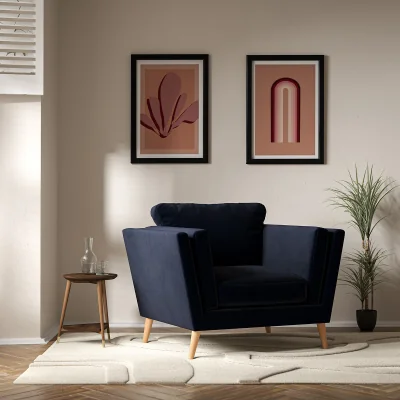 La Redoute Frida Contemporary Velvet Armchair with Light Wood Legs & Feather Fillings