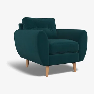 La Redoute Ada Buttoned Velvet Armchair with Light Wood Legs