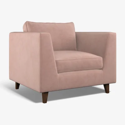 La Redoute Claudia Angular Velvet Feather Armchair with Dark Wood Legs