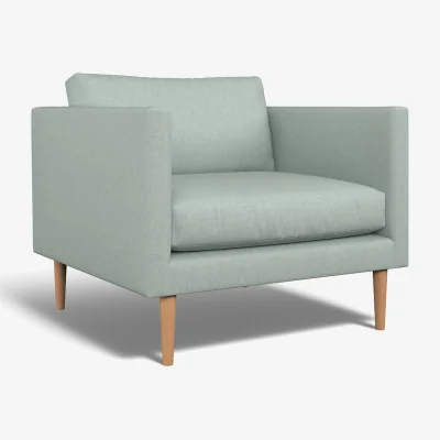 La Redoute Gabriela Modern Soft Brushed Armchair with Light Wood Legs & Feather Fillings