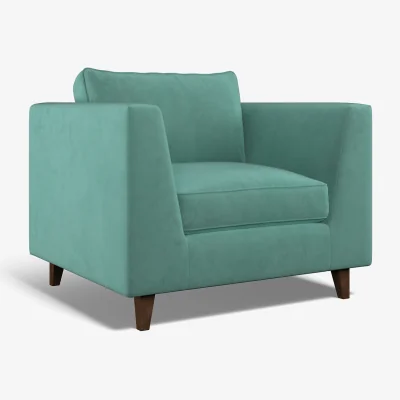 La Redoute Claudia Angular Velvet Feather Armchair with Dark Wood Legs