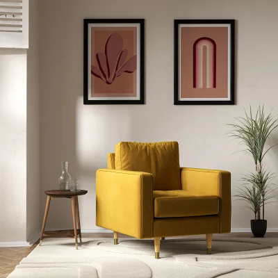La Redoute Coco Mid-Century Velvet Armchair with Light Wood Legs