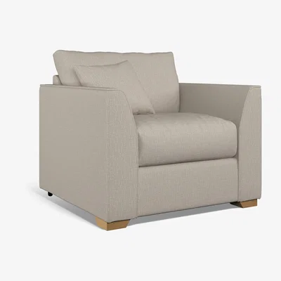 La Redoute Maya Textured Woven Armchair With Mid Oak Wood Legs