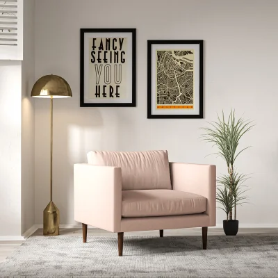 La Redoute Gabriela Modern Soft Brushed Armchair with Dark Wood Legs & Feather Fillings