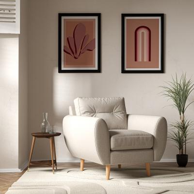 La Redoute Ada Scandi Buttoned Soft Brushed Armchair with Light Wood Legs