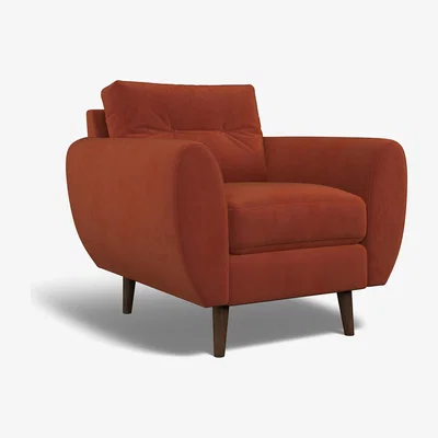 La Redoute Ada Buttoned Velvet Armchair with Dark Wood Legs
