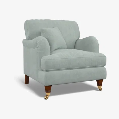 La Redoute Emeline Soft Brushed Armchair with Antique Brass Castor Legs