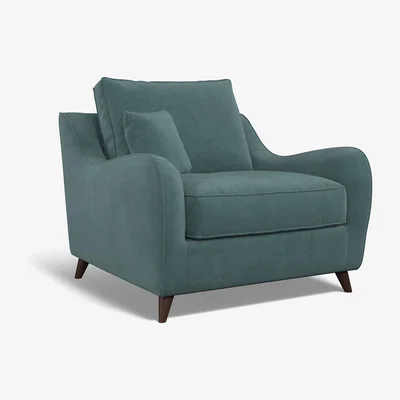 La Redoute Amelia Velvet Armchair with Dark Antique Wood Legs