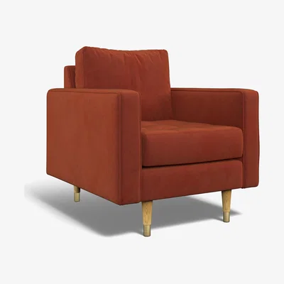 La Redoute Coco Velvet Armchair with Natural Wood Legs