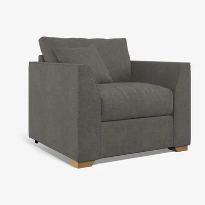 La Redoute Maya Soft Brushed Armchair With Mid Oak Wood Legs
