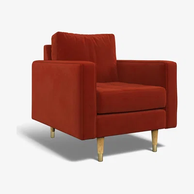 La Redoute Coco Velvet Armchair with Natural Wood Legs