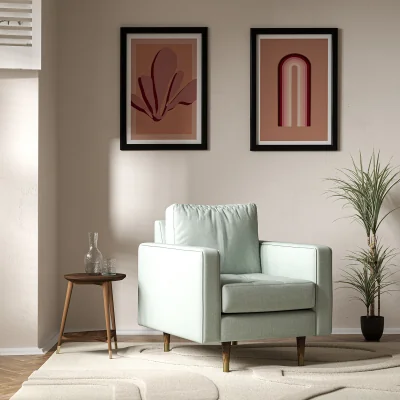La Redoute Coco Mid-Century Soft Brushed Armchair with Dark Wood Legs