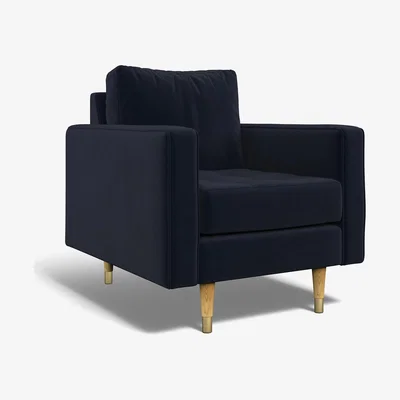 La Redoute Coco Velvet Armchair with Natural Wood Legs
