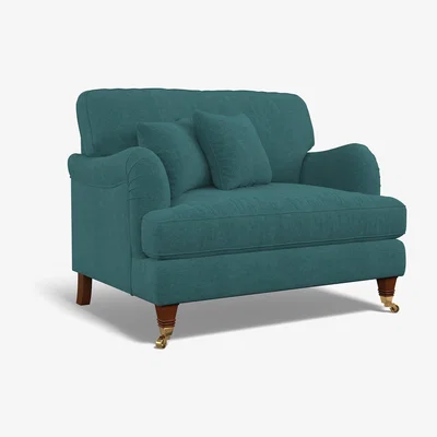 La Redoute Emeline Soft Brushed Snuggle Chair with Antique Brass Castor Legs