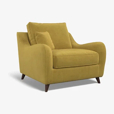 La Redoute Amelia Textured Velvet Armchair with Dark Antique Wood Legs