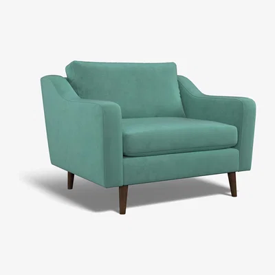 La Redoute Rosa Velvet Snuggle Chair with Dark Wood Legs