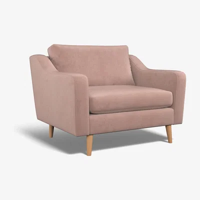 La Redoute Rosa Velvet Snuggle Chair with Light Wood Legs