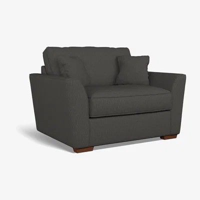 La Redoute Florence Textured Woven Snuggle Chair with Dark Brown Wood Legs