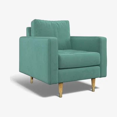 La Redoute Coco Velvet Armchair with Natural Wood Legs