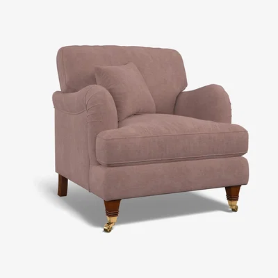 La Redoute Emeline Soft Brushed Armchair with Antique Brass Castor Legs
