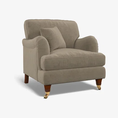 La Redoute Emeline Textured Velvet Armchair with Antique Brass Castor Legs