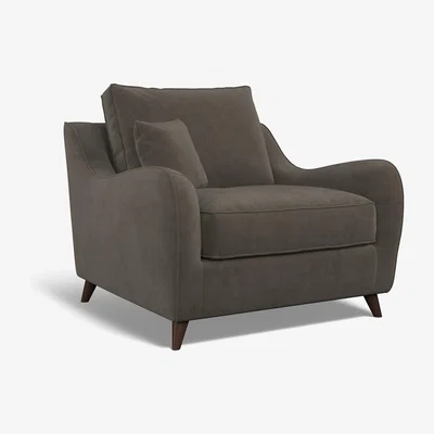 La Redoute Amelia Velvet Armchair with Dark Antique Wood Legs