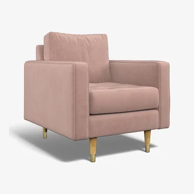 La Redoute Coco Mid-Century Velvet Armchair with Natural Wood Legs