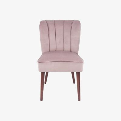 La Redoute Blush Pink Velvet Dining Chair Walnut Effect Legs