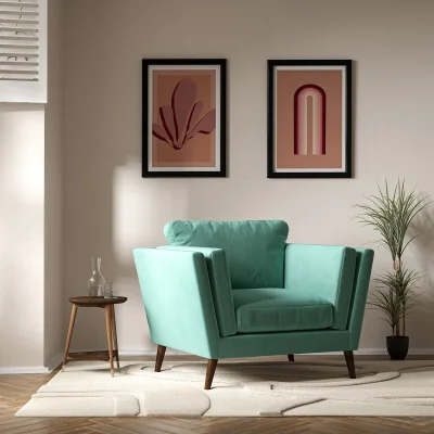 La Redoute Frida Contemporary Velvet Armchair with Dark Wood Legs & Feather Fillings