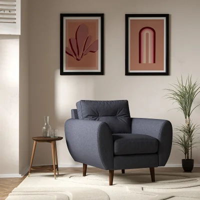 La Redoute Ada Scandi Buttoned Soft Brushed Armchair with Dark Wood Legs