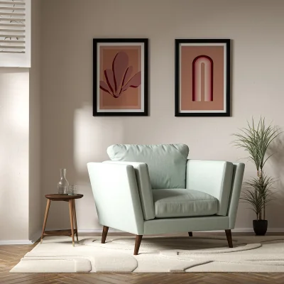 La Redoute Frida Contemporary Soft Brushed Armchair with Dark Wood Legs & Feather Fillings