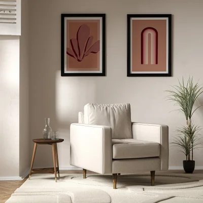 La Redoute Coco Mid-Century Soft Brushed Armchair with Dark Wood Legs