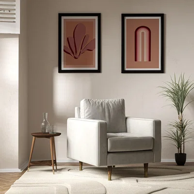 La Redoute Coco Mid-Century Velvet Armchair with Walnut Legs