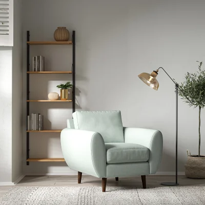 La Redoute Ada Scandi Soft Brushed Armchair with Dark Wood Legs